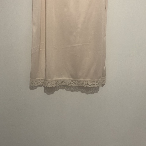 Vintage 80s/90s Nude Satin Slip Dress Lace Trim Festival Bridal Coquette - Picture 4 of 6